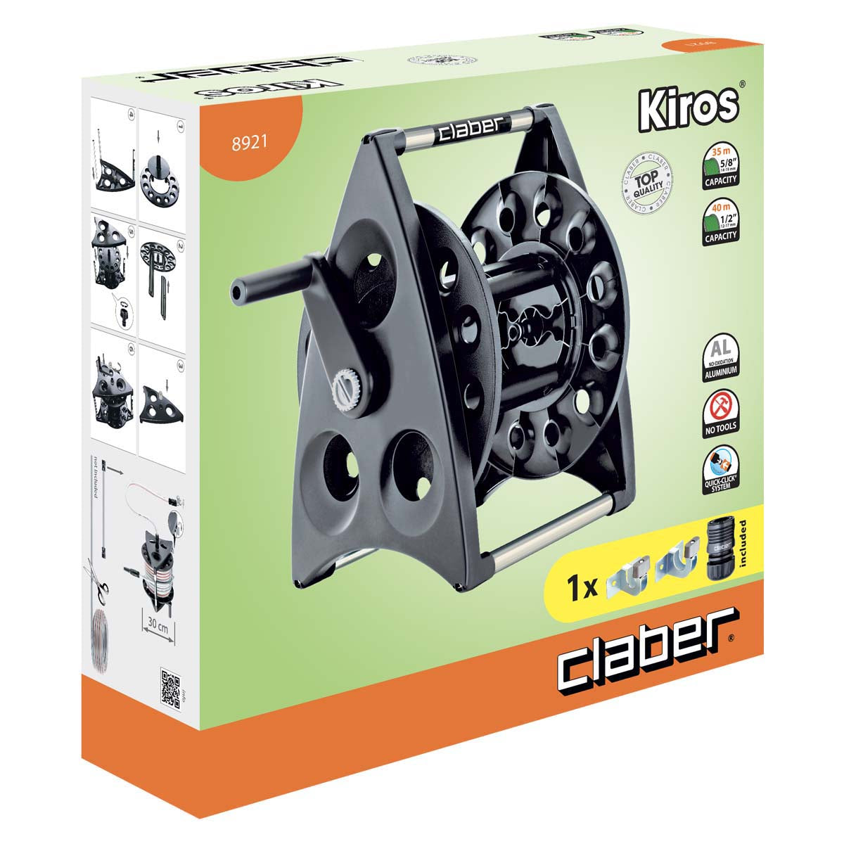 CLABER HOSE REEL COMPACT KIROS 8921 (MADE IN ITALY)