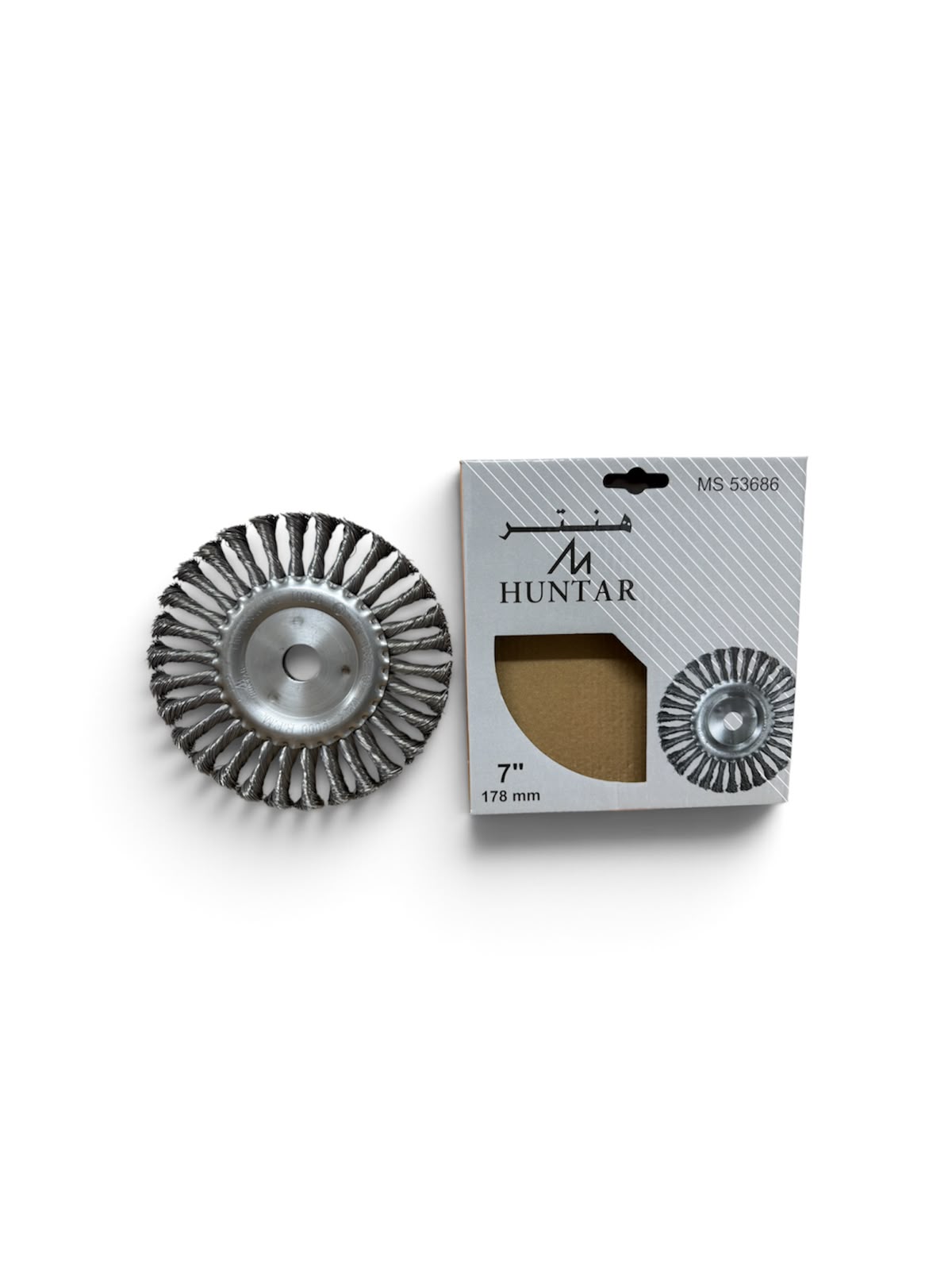 WHEEL BRUSH HUNTAR TWISTED FLAT 7" (WITHOUT NUT)