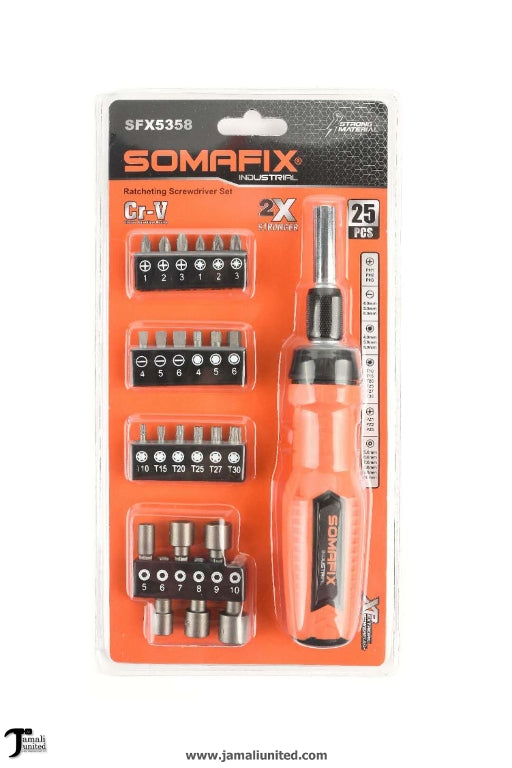 Screw Driver Somafix 25 Pcs Set SFX5358 Ratcheting