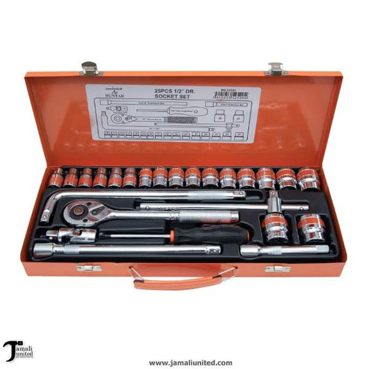 Socket Set 25 Pcs Huntar 1/2"Dr. 10-32Mm 6Pt MS53525