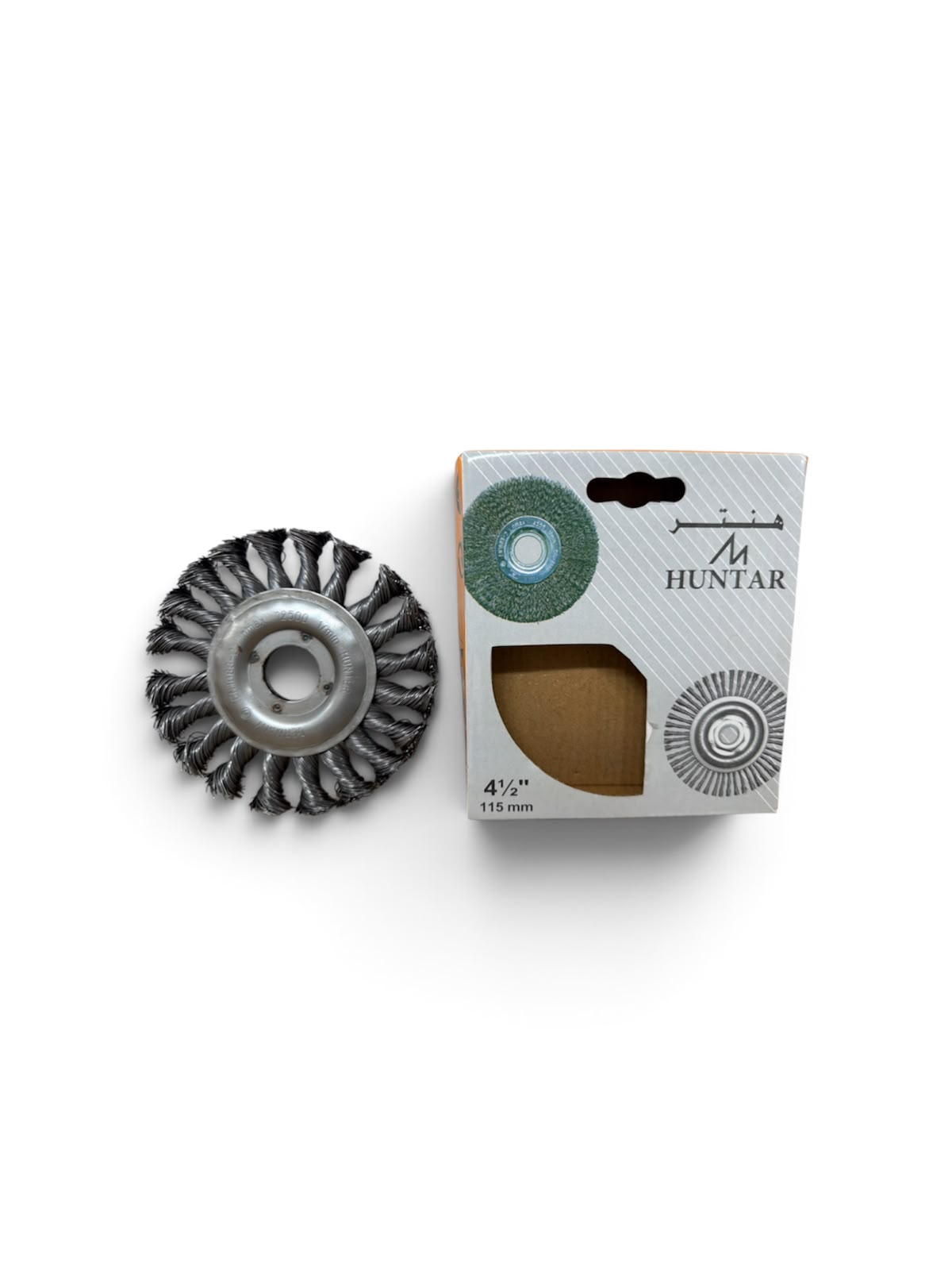 WHEEL BRUSH HUNTAR TWISTED FLAT 4.5" (WITHOUT NUT)