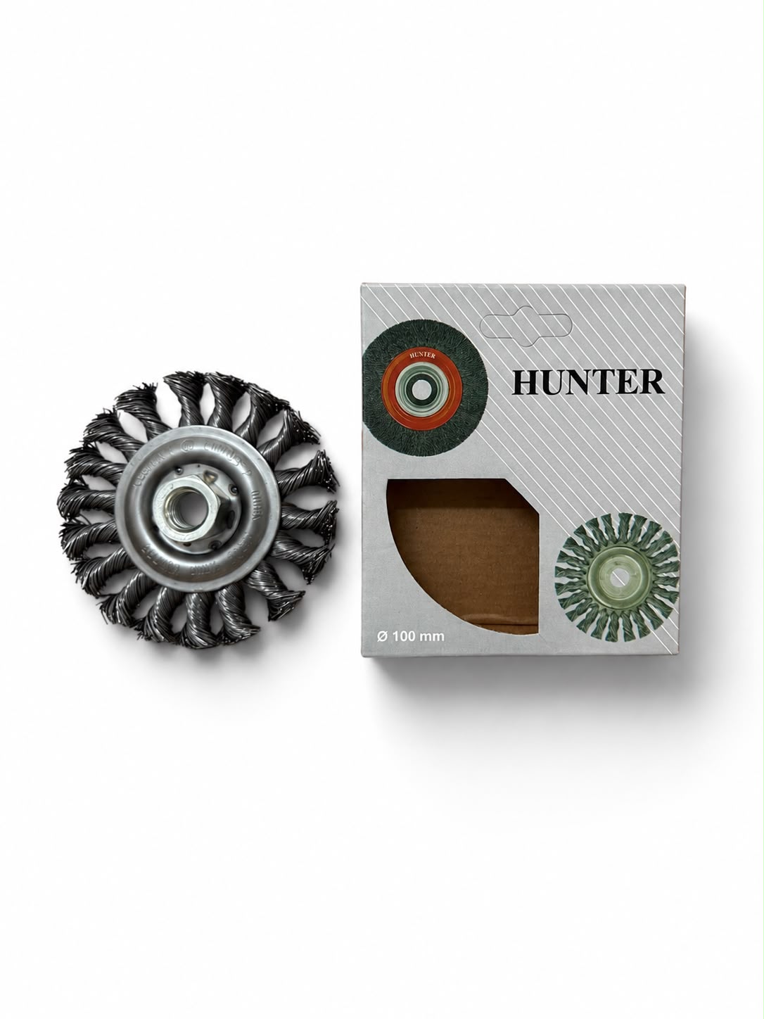 WHEEL BRUSH HUNTAR TWISTED 4" WITH NUT