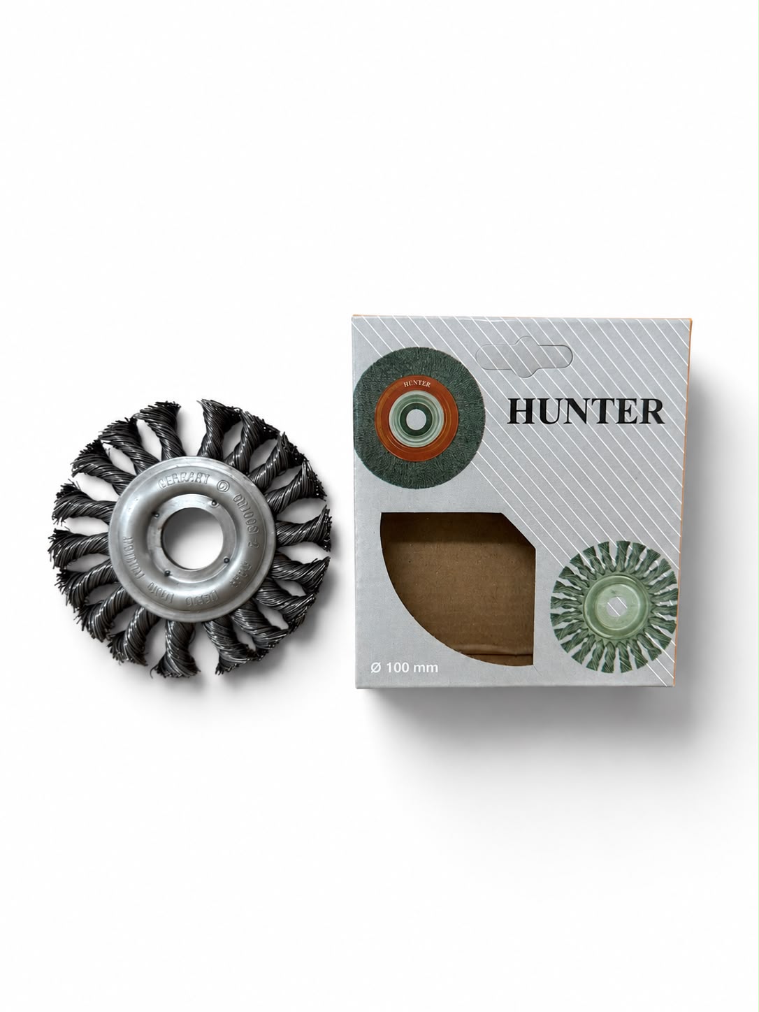 WHEEL BRUSH HUNTAR TWISTED FLAT 4" (WITHOUT NUT)